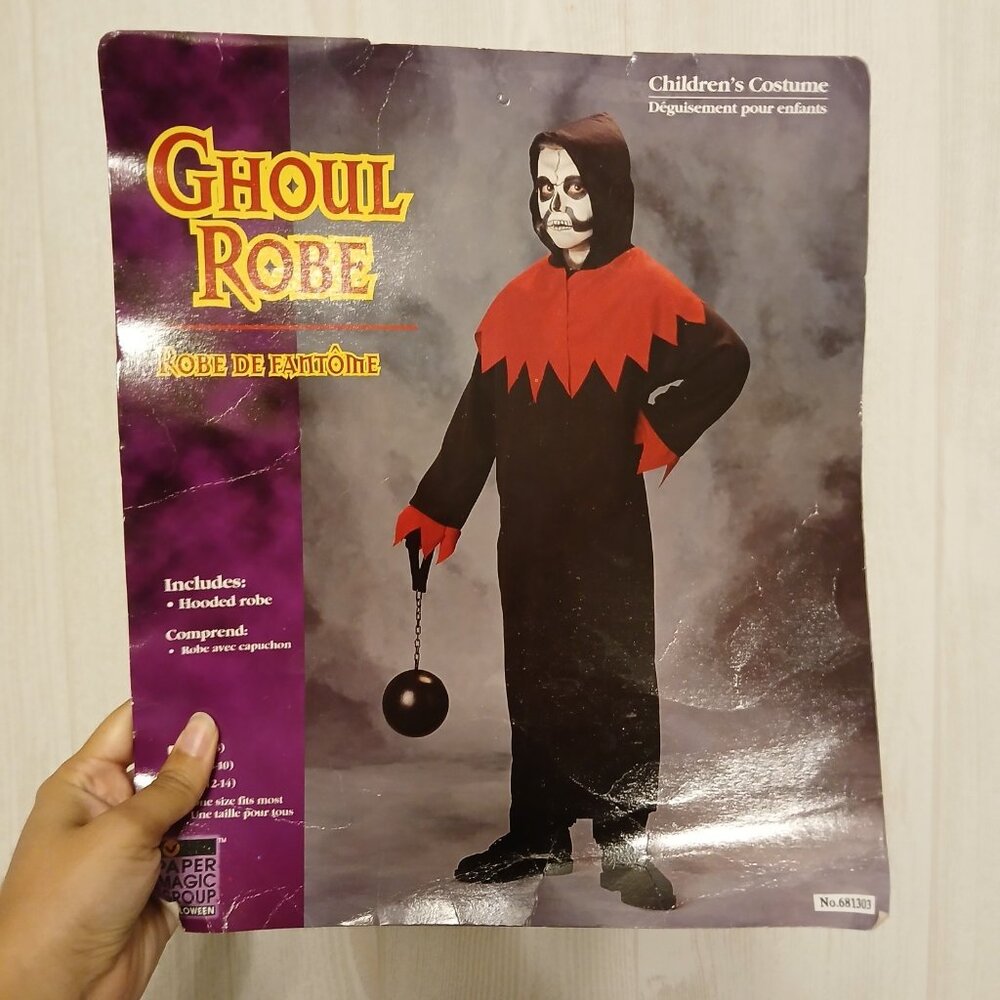 Paper Magic Ghoul Robe Black/Red Halloween Costume Boys Size Large